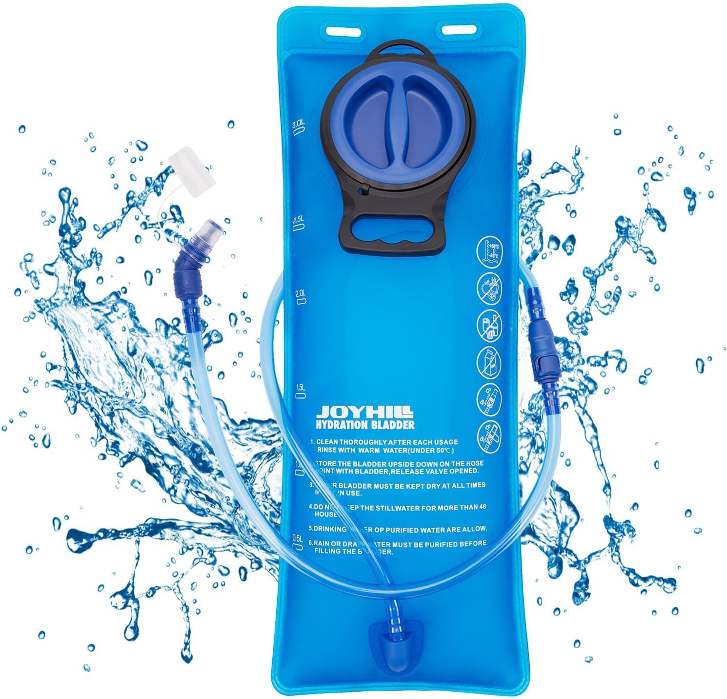 JOYHILL hydration bladder showing large opening and hose connection