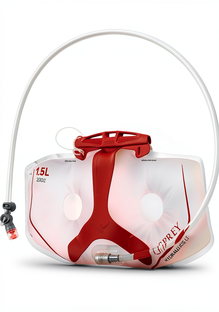 Osprey 1.5L Lumbar Water Reservoir showing compact design and hose magnet